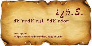 Ürményi Sándor névjegykártya